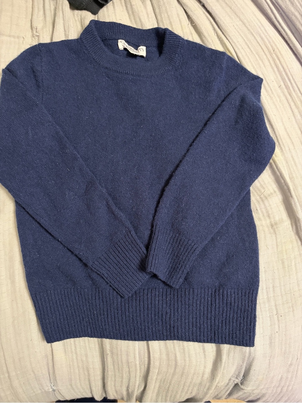 Crewcuts Navy Blue Cashmere Crewneck Sweater for Kids XS 4-5